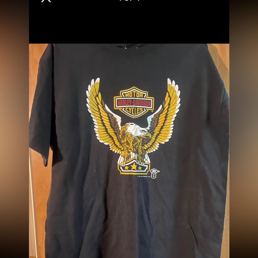 Harley-Davidson Black T-Shirt with Yellow & White Eagle Graphic